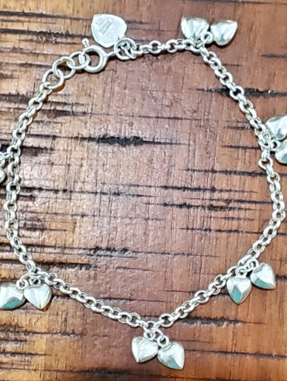 925 Sterling Silver Heart Charms Bracelet
